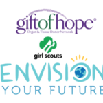 Logos for Envision your Future, Gift of Hope Foundation and Girl Scouts